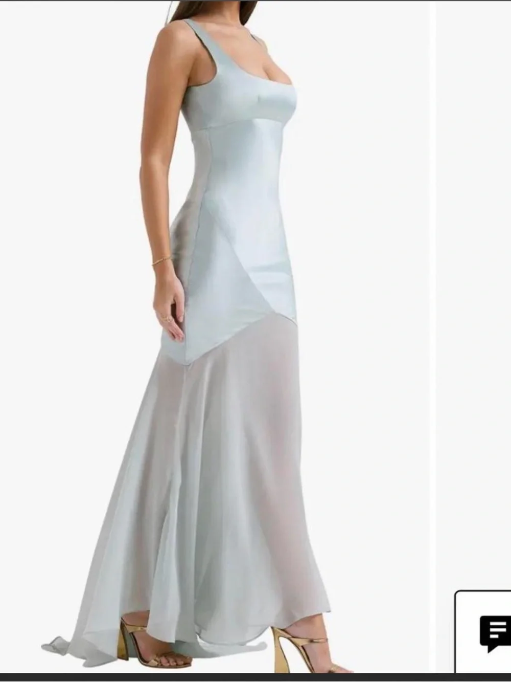 Elegant Pale Mint Satin Mermaid Evening Dress - Picture 3 of 5